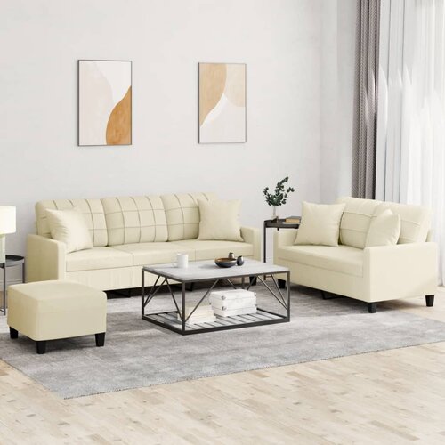  3-dijelni set sofa s jastucima krem od umjetne kože Cijene