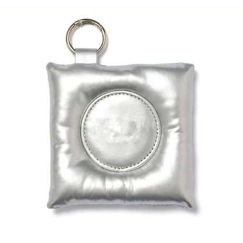 INF Prenosno PU usnje oblazinjeno kompaktno ogledalo za ženske Silver, (5000290816) Slike
