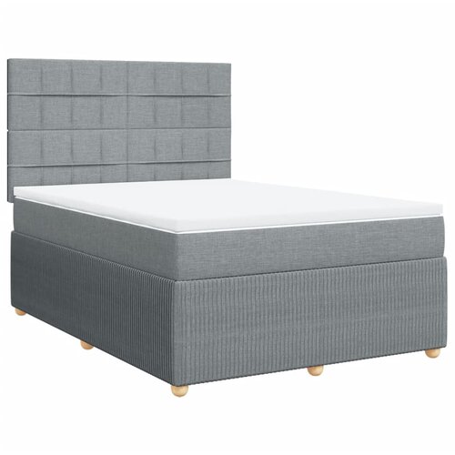 vidaXL Box spring postelja z vzmetnico svetlo siva 140x200 cm blago, (21306822) Cene