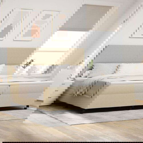  Krevet s kutijom s madracem svijetlozeleno sivo 200x200 cm Korduroy tkanina Slike