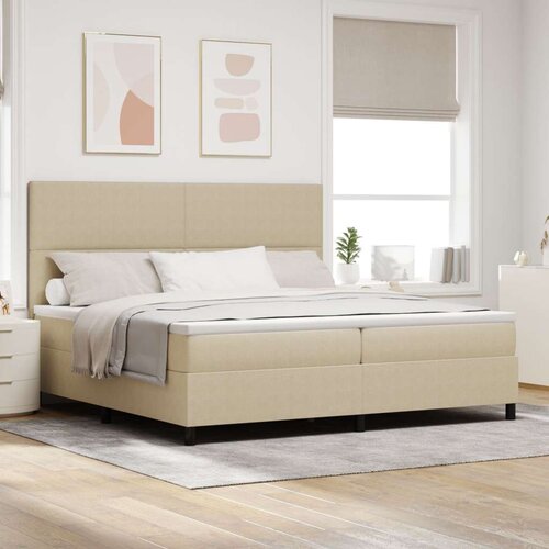  Postelja s &amp;scaron;katlastim vzmetenjem z vzmetnico svetlo zeleno sivo 200x200 cm Kordurojna tkanina, (22083018) Slike