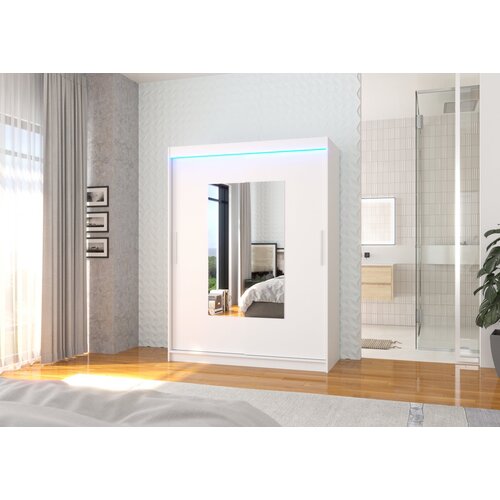 ADRK Drsna omara z ogledalom in LED lujo DORRIGO 150 - BELA Cene
