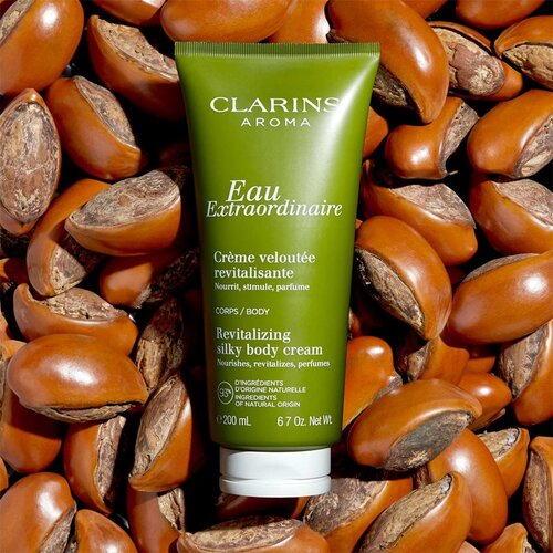 Clarins Eau Extraordinaire Revitalizing Silky Body Cream hranilna krema za telo za me&amp;scaron;ano do mastno kožo 200 ml Slike
