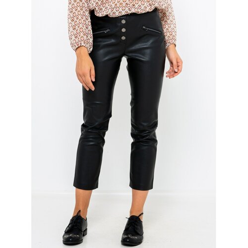 Camaieu Black leatherette shortened trousers - Women Cene
