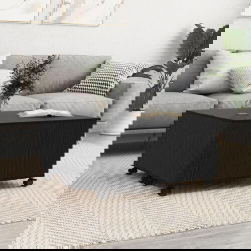 VidaXL Stolić za kavu Crni hrast 75 x 75 x 38 cm Konstruirano drvo Slike