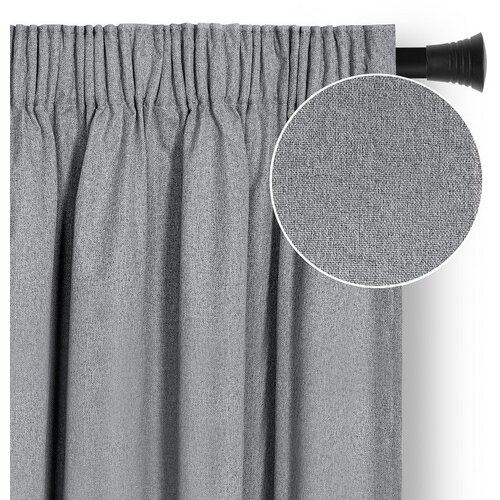 Restilo CORITA curtain, steel grey, plain, classic-modern style, multifunctional tape, textured fabric with blackout effect, 140&amp;times;160 cm Slike
