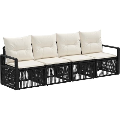 vidaXL Vrtna sedežna garnitura 4 pcs Črna poli ratan, (5000271405) Cene