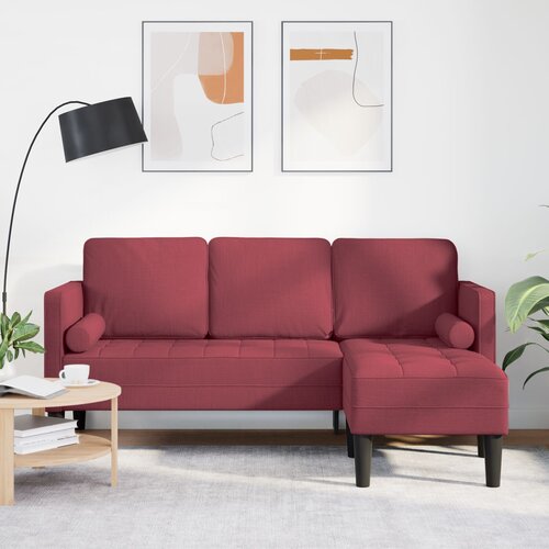 VidaXL Kutna garnitura Bordo Masivna bukovina 173 x 131 x 67 cm Trosjed Slike