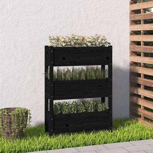 vidaXL visoka greda črna 77x25x104,5 cm trdna borovina Cene