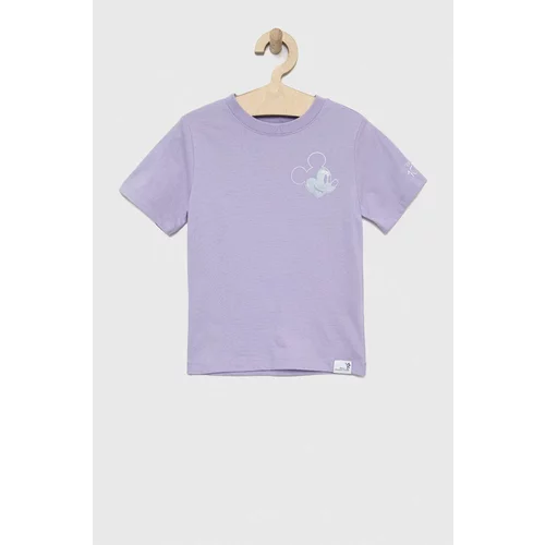 GAP Otroška bombažna kratka majica x Disney vijolična barva