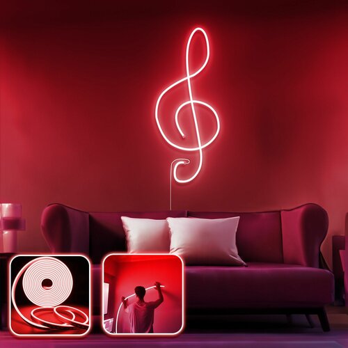 Opviq music - medium - red red decorative wall led lighting Cene