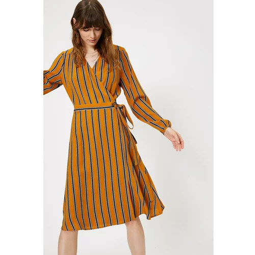 Koton Women's Yellow Striped Dress