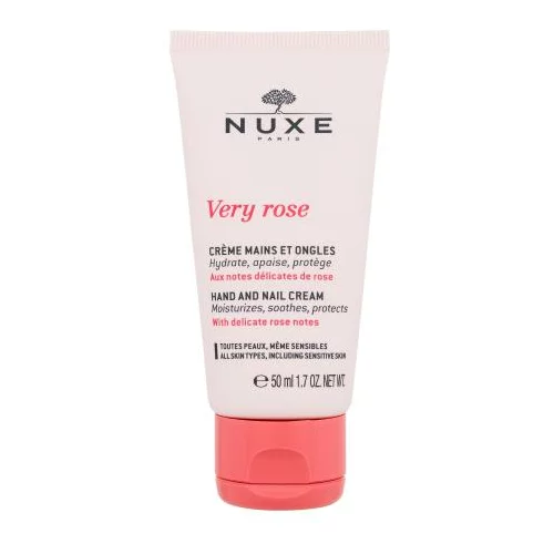 Nuxe Very Rose Hand And Nail Cream vlažilna, pomirjajoča in zaščitna krema za roke in nohte 50 ml za ženske