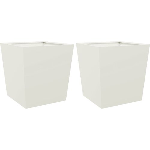 VidaXL Vrtne sadilice 2 kom bijele 50 x 50 x 50 cm čelične Slike