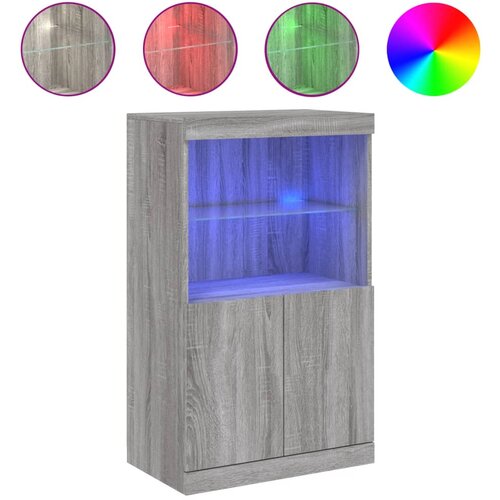 Maison Chic Komoda - Predalnik z LED lučkami siva sonoma 60,5x37x100 cm, (21719670) Slike