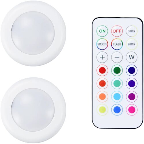 Bambu Lab Remote Controlled 16-color RGBW Puck Lights - 2 Stk Slike