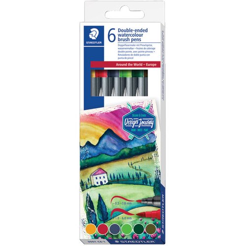 Flomaster 6BOJA OBOSTRANI AKVAREL "EUROPA" DESIGN JOURNEY STAEDTLER 3001 C6-1 BLISTER Cijene