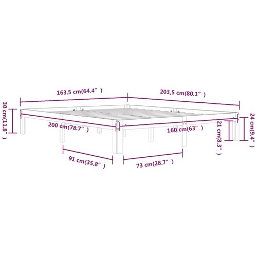  Okvir za krevet od masivne borovine 160 x 200 cm Slike