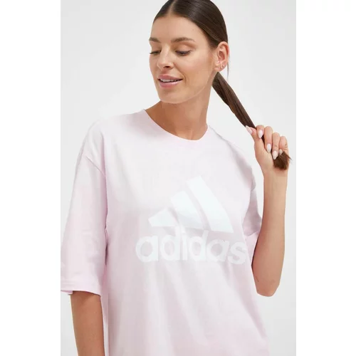 Adidas Bombažna kratka majica roza barva