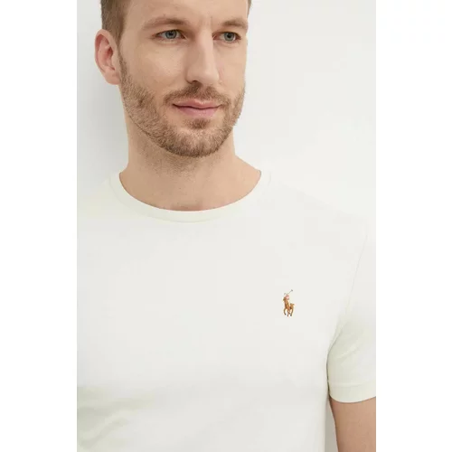 Polo Ralph Lauren Pamučna majica za muškarce, boja: bež, bez uzorka, 710740727
