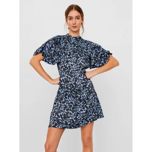 Vero Moda Blue floral dress with stand-up collar -Lydia - Women