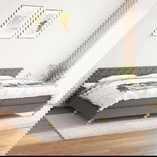  Krevet s oprugama i madracem tamnosivi 200 x 200 cm od tkanine Cijene