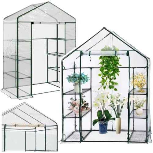 Mini Balcony Garden Greenhouse 4 Metal Shelves PVC Foil 195 x 143 x 73cm Cijene
