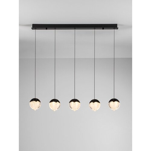 Nova Luce Mat črna aluminijasta LED zatemnitvena viseča svetilka s steklenim senčilom Alicia &amp;ndash; Slike
