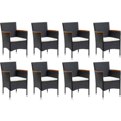  9-dijelni vrtni blagovaonski set od poliratana s jastucima crni Crna Dužina stola 190 cm Slike