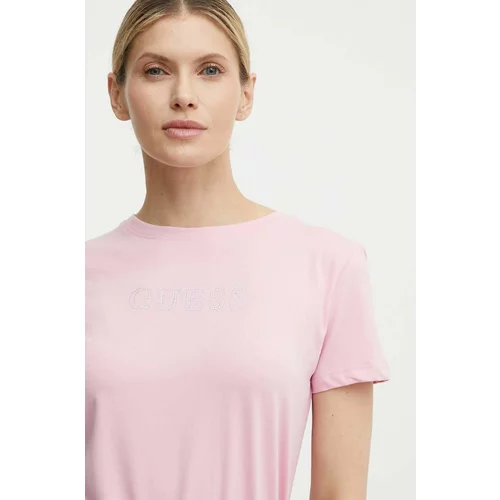 Guess Kratka majica SKYLAR ženska, roza barva, V4GI09 J1314