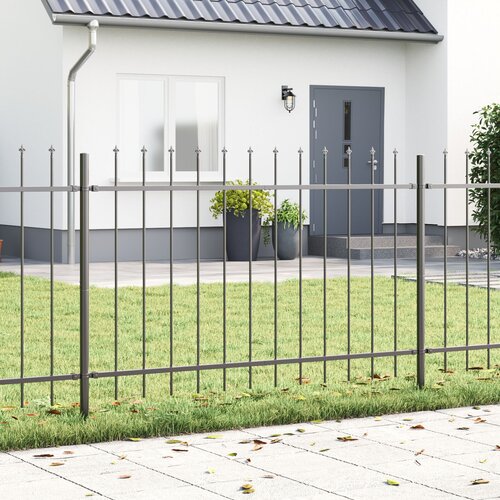 VidaXL Ograda za vrt Siva Metal 1.7 m x 1.2 m Čvrsta Vanjska ograda Slike