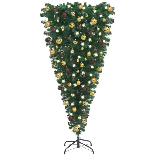  Naopako umjetno božićno drvce s LED svjetlima i kuglicama 180cm