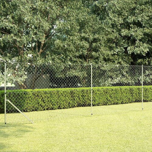 vidaXL mrežna ograja s stebrički pocinkano jeklo 15x1,5 m srebrna Cene