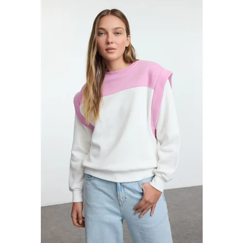 Trendyol Pink Thick Inside Fleece Regular/Normal Fit Color Blocked Knitted Sweatshirt