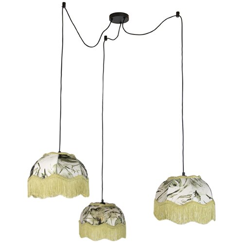 QAZQA Hanglamp zwart met blad kap en witte binnenkant 31,5 3-lichts - Cava Cene