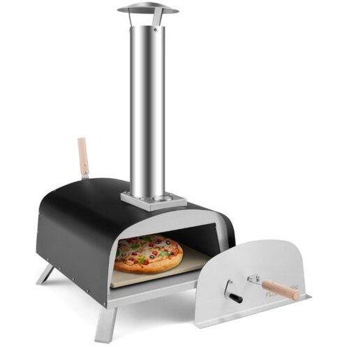  prijenosna vanjska peć za pizzu na drva, dvorišni peć za pizzu, srebrna + crna Cijene