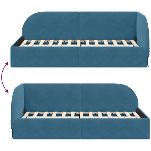 VidaXL Kutni okvir kreveta s uzglavljem Plava 90 cm x 190 cm tkanina Slike