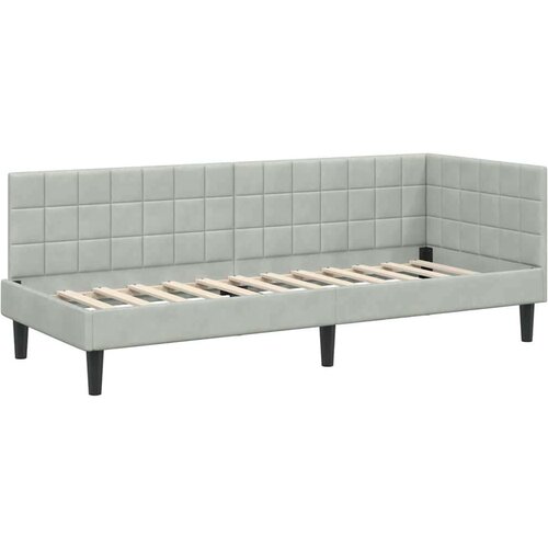 VidaXL kutni okvir kreveta s uzglavljem svjetlosiva 80 x 200 cm bar&amp;scaron;un Slike