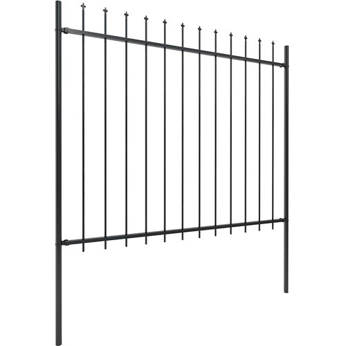  Vrtna ograda s vrhom koplja Čelik 337x150 cm Crna Slike