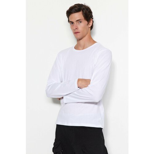 Trendyol Black and White Men's 2-Pack 100% Cotton Long Sleeve Regular/Regular Cut Basic T-Shirt. Cene