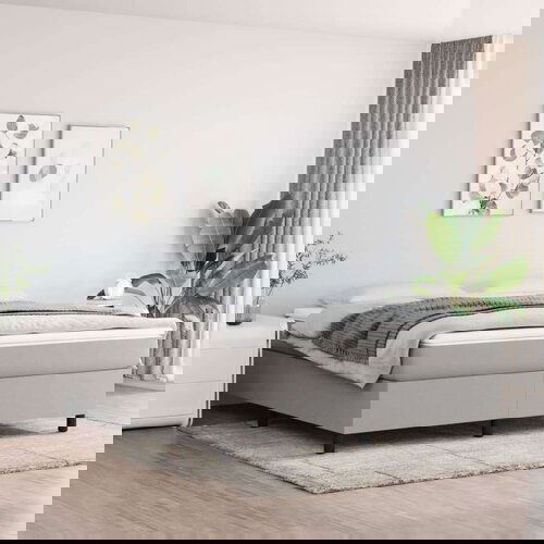  Box spring postelja z vzmetnico svetlo siva 160x200 cm žamet, (20726324) Slike
