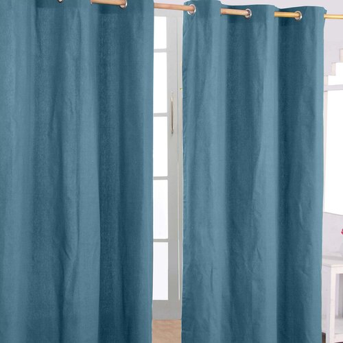 HOMESCAPES Bombažne gladke zavese Airforce Blue Ready Made Eyelet, par, 137x182 cm, (20749280) Cene