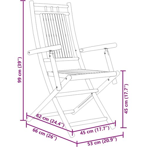  Sklopive vrtne stolice 4 kom 53 x 66 x 99 cm od bambusa Slike