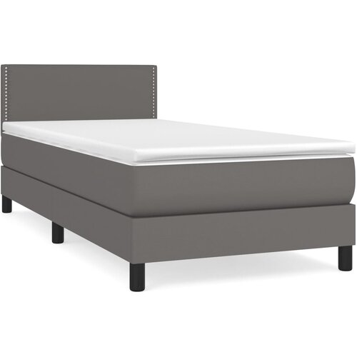 Maison Chic Box spring postelja - Vzmetna postelja z vzmetnico siva 80x200 cm umetno usnje SL7049, (21905640) Cene