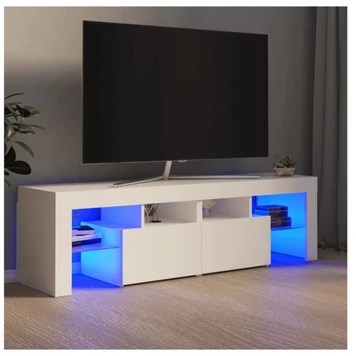  TV omarica z LED lučkami bela 140x35x40 cm