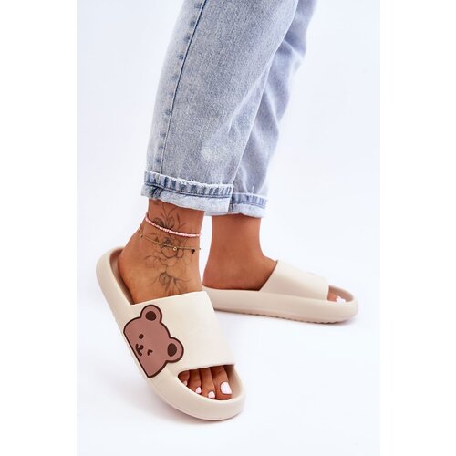 Kesi Women&amp;#039;s light foam slippers Bear Motif Beige Parisso Slike