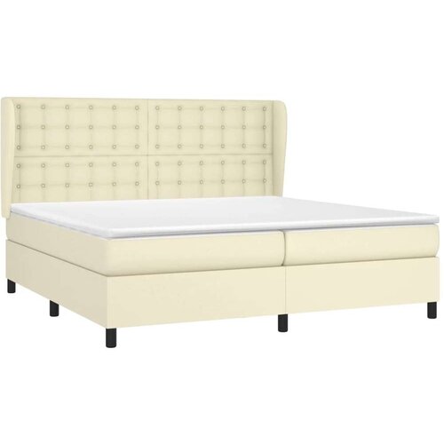  Krevet s oprugama i madracem krem 200x200 cm od umjetne kože Slike