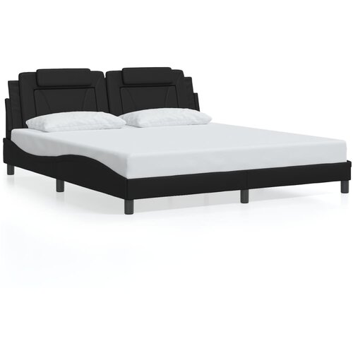 vidaXL Posteljni okvir z LED lučkami črn 180x200 cm umetno usnje Cene