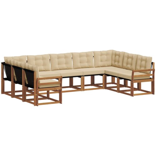  Set vanjskih sofa 9 kom. Prirodna i bež Smeđa 304 x 190 x 73 cm Slike