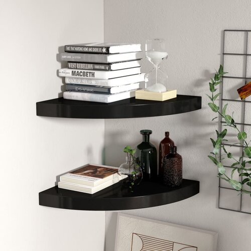 vidaXL plutajuće kutne police 2 kom crne 35 x 35 x 3,8 cm MDF Cene
